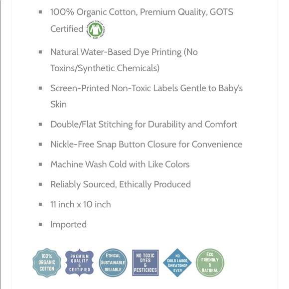 100% Organic Cotton  Bee Pattern Cotton Bibs (NEW) - Picture 3 of 5